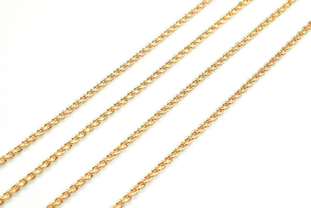 18K Pinky Gold Filled Look, EP Chain Width 2mm Thickness 1mm Sold by Foot   PGF07 jewelry making supplies - detail image 7