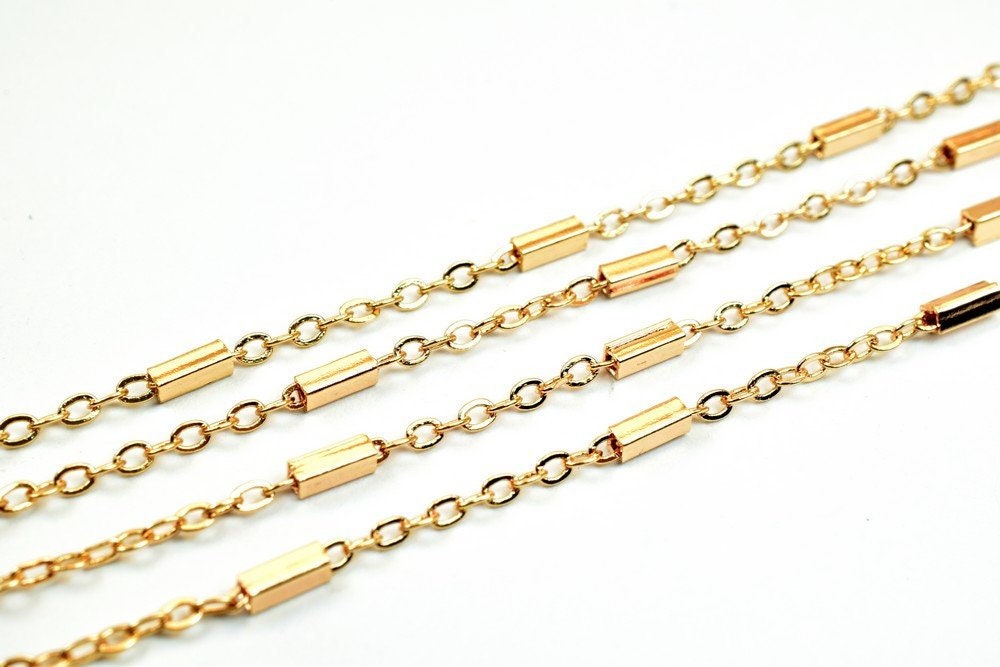 18K Pinky Gold Filled EP Chain Width 1mm Thickness 0.25mm Gold Filled finding for Gold Filled Jewelry Making Sold by Foot...