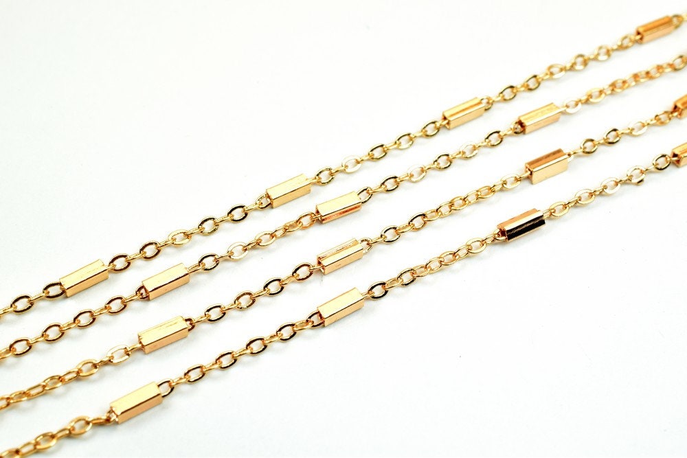 18K Pinky Gold Filled EP Chain Width 1mm Thickness 0.25mm Gold Filled finding for Gold Filled Jewelry Making Sold by Foot...