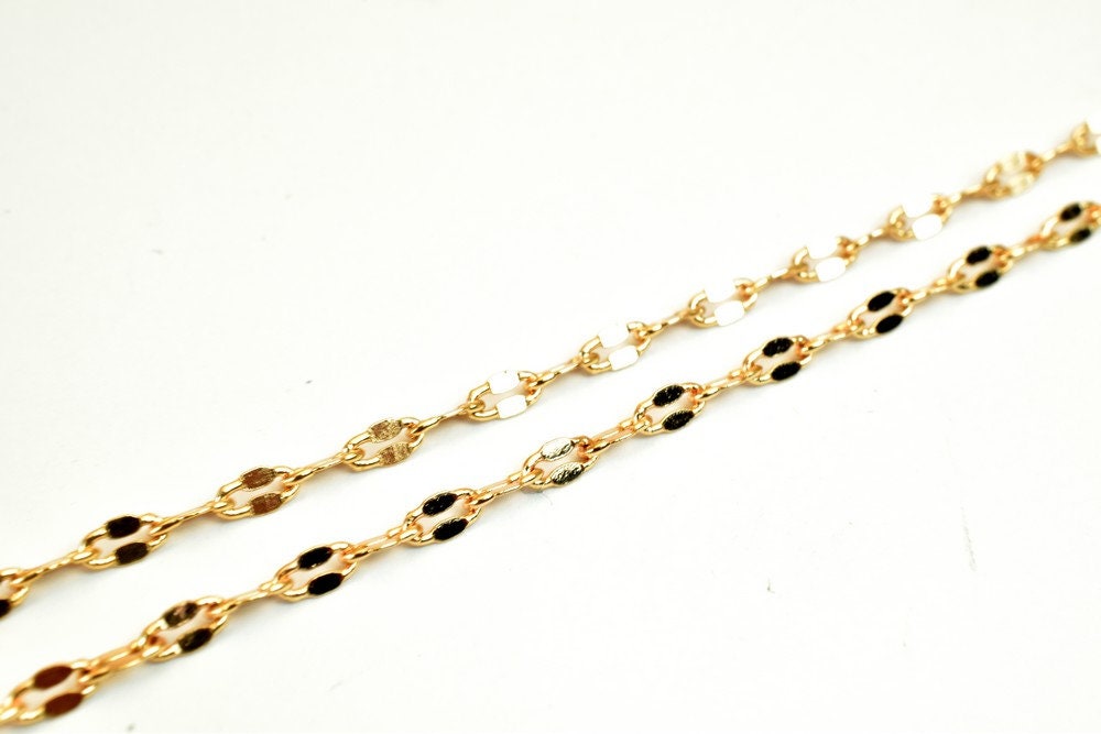 18K Pinky Gold Filled EP Chain Width 3mm Thickness 0.5mm Gold Filled findings for Gold Filled Jewelry Making Sold by Foot...