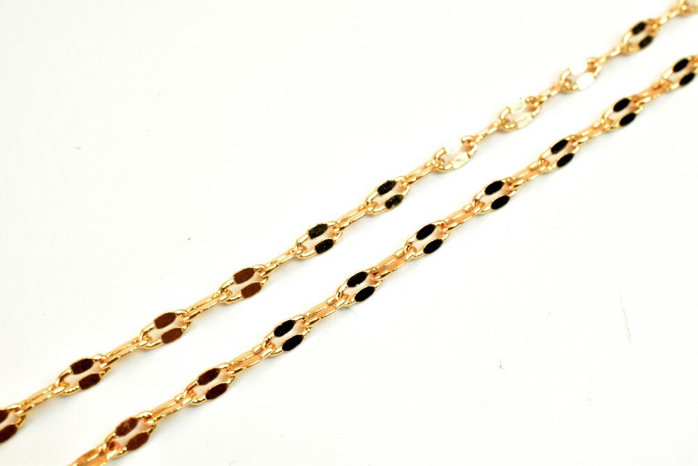 18K Pinky Gold Filled EP Chain Width 3mm Thickness 0.5mm Gold Filled findings for Gold Filled Jewelry Making Sold by Foot...