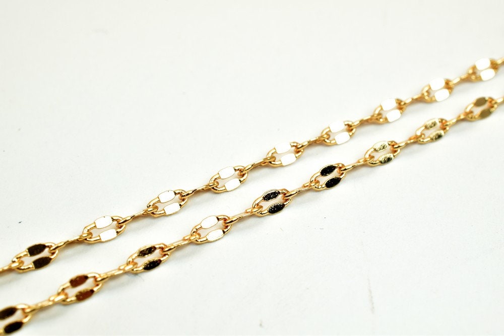 18K Pinky Gold Filled EP Chain Width 3mm Thickness 0.5mm Gold Filled findings for Gold Filled Jewelry Making Sold by Foot...