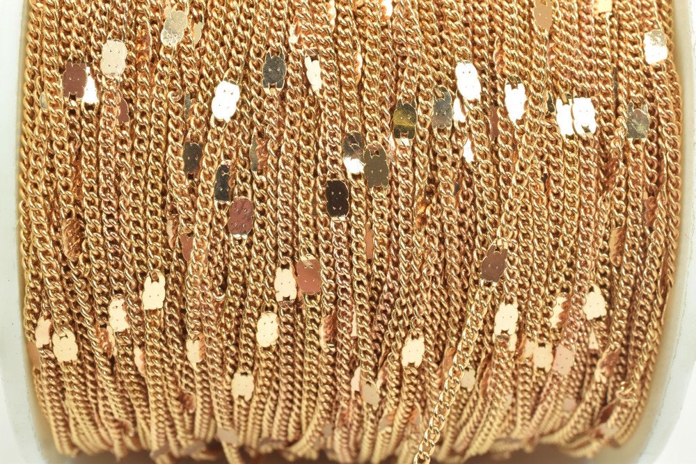 18K Pinky Gold Filled EP Cuban Link Chain/Scroll Chain Width 2mm Thickness 1mm Findings for Gold Filled Jewelry Making Sol...