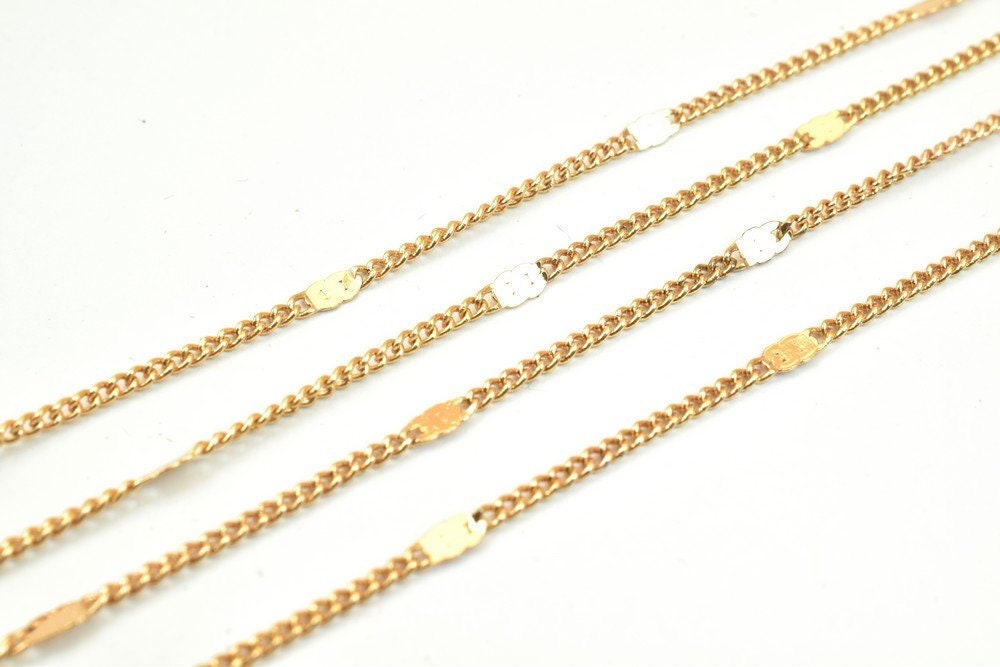 18K Pinky Gold Filled EP Cuban Link Chain/Scroll Chain Width 2mm Thickness 1mm Findings for Gold Filled Jewelry Making Sol...