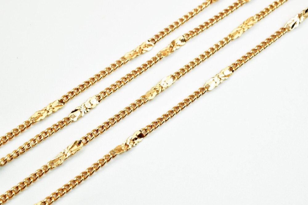 18K Pinky Gold Filled EP Chain Width 2mm Thickness 1mm Gold Filled findings for Gold Filled Jewelry Making Sold by Foot PG...
