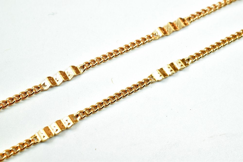 18K Pink Gold Filled EP Chain Width 3mm Thickness 1mm Gold Filled findings for Gold Filled Jewelry Making Sold by Foot PGF...