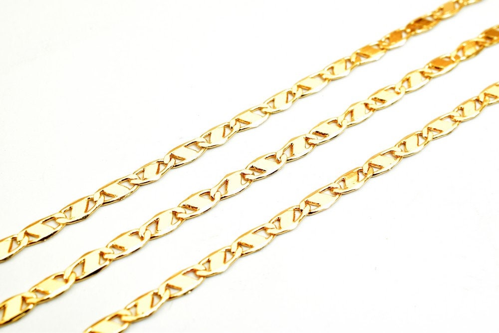 18K Pinky Gold Filled EP Anchor Chain/Marine Chain/Figarucci Chain Width 3mm Thickness 1mm Findings for Jewelry Making Sol...