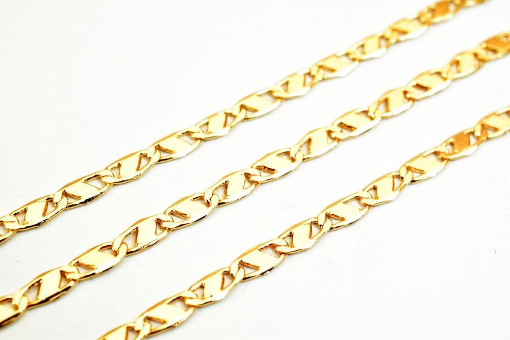 18K Pinky Gold Filled EP Anchor Chain/Marine Chain/Figarucci Chain Width 3mm Thickness 1mm Findings for Jewelry Making Sol...