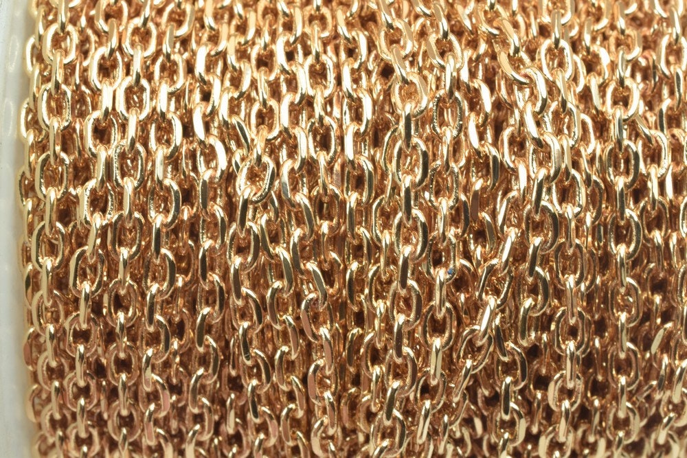 18K Pinky Gold Filled EP Chain Width 3mm Thickness 1mm Gold Filled findings for Gold Filled Jewelry Making Sold by Foot PG...