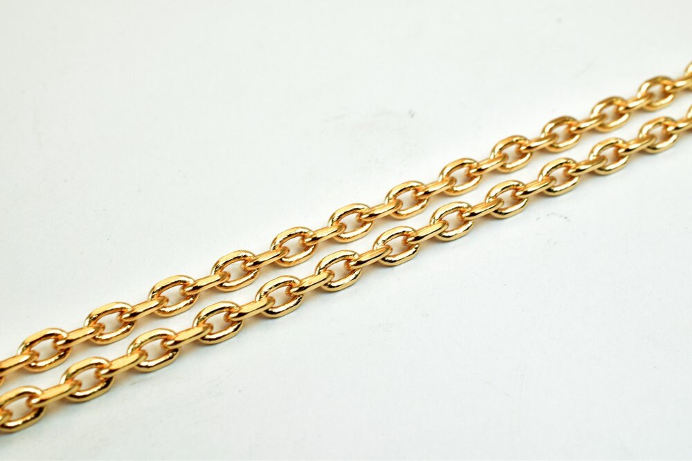 18K Pinky Gold Filled EP Chain Width 3mm Thickness 1mm Gold Filled findings for Gold Filled Jewelry Making Sold by Foot PG...