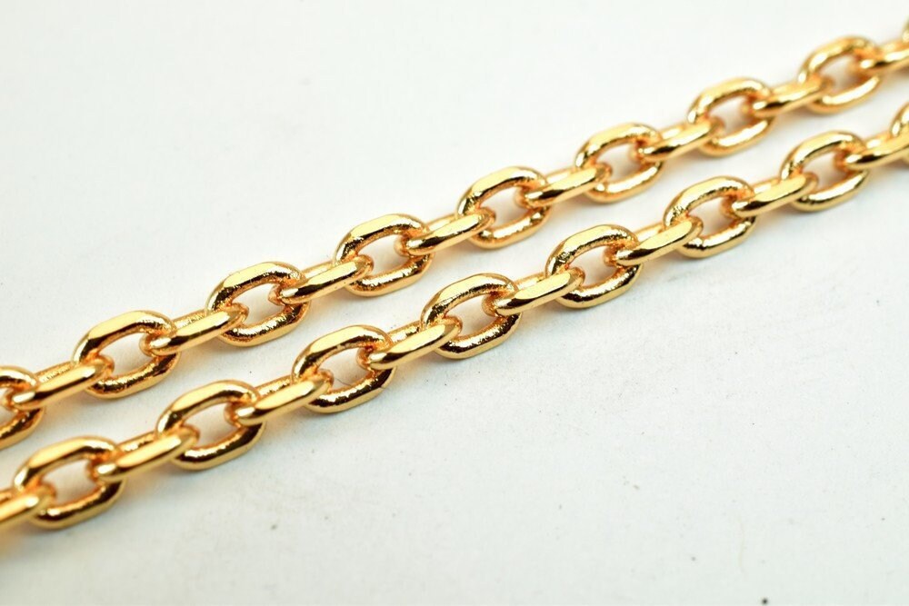 18K Pinky Gold Filled EP Chain Width 3mm Thickness 1mm Gold Filled findings for Gold Filled Jewelry Making Sold by Foot PG...