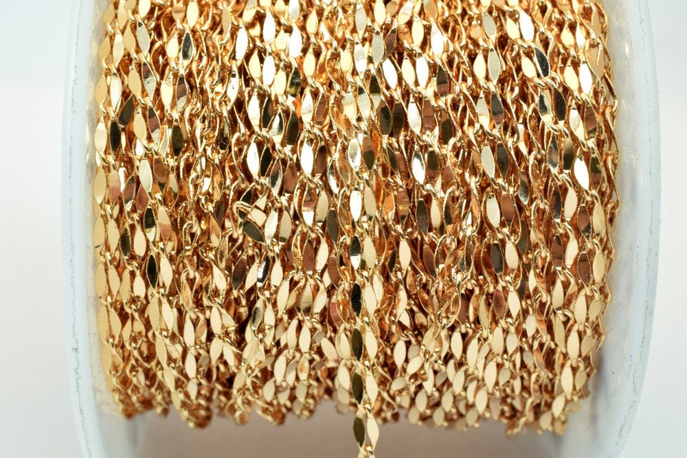 18K Pinky Gold Filled EP Chain Width 2.5mm Thickness 0.5mm Gold Filled findings for Gold Filled Jewelry Making Sold by Foo...