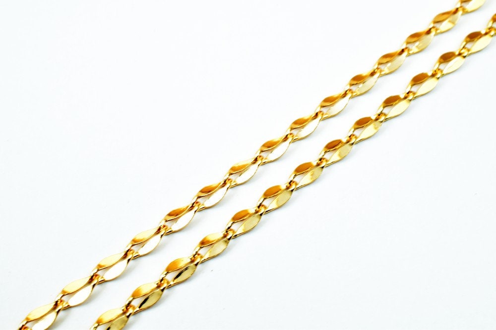18K Pinky Gold Filled EP Chain Width 2.5mm Thickness 0.5mm Gold Filled findings for Gold Filled Jewelry Making Sold by Foo...