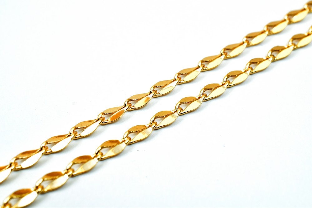 18K Pinky Gold Filled EP Chain Width 2.5mm Thickness 0.5mm Gold Filled findings for Gold Filled Jewelry Making Sold by Foo...