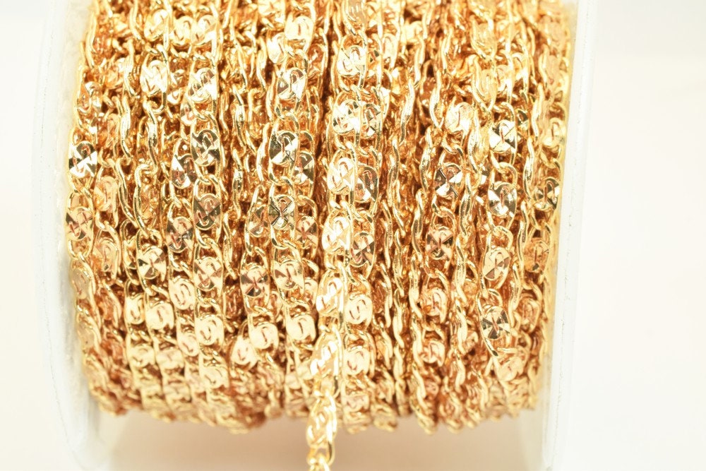 18K Pinky Gold Filled EP Chain Width 3mm Thickness 1mm Gold Filled findings for Gold Filled Jewelry Making Sold by Foot PG...