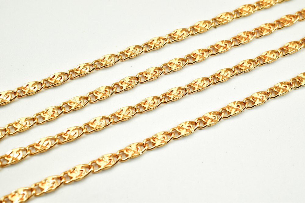 18K Pinky Gold Filled EP Chain Width 3mm Thickness 1mm Gold Filled findings for Gold Filled Jewelry Making Sold by Foot PG...