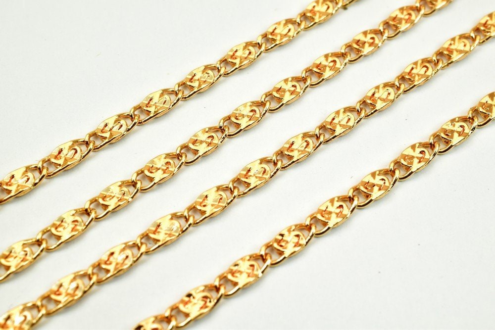 18K Pinky Gold Filled EP Chain Width 3mm Thickness 1mm Gold Filled findings for Gold Filled Jewelry Making Sold by Foot PG...