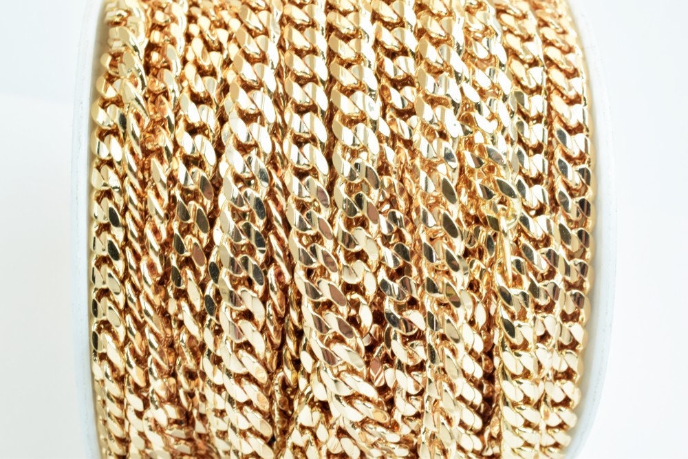 18K Pinky Gold Filled EP Chain Figaro Chain Width 5mm Thickness 2mm Gold Filled findings for Gold Filled Jewelry Making So...