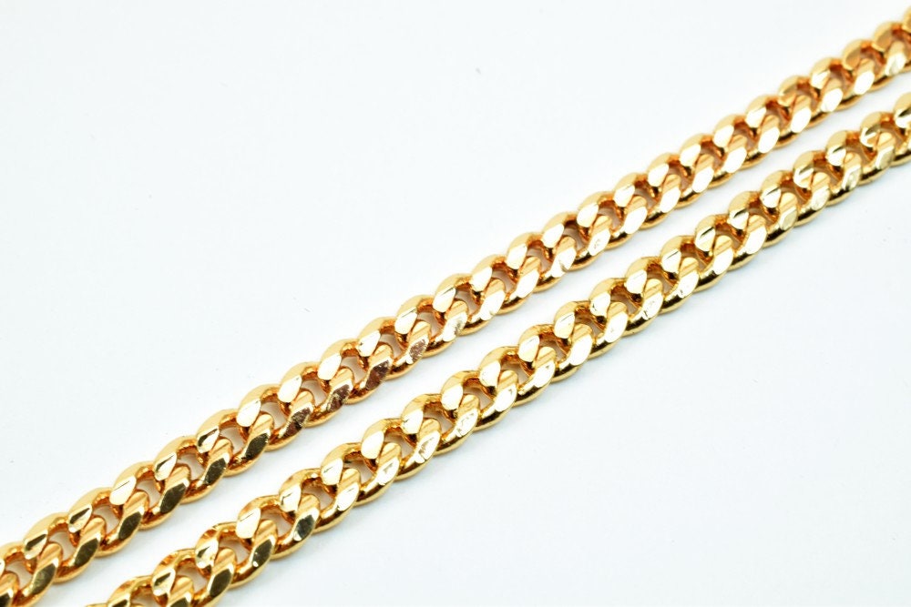 18K Pinky Gold Filled EP Chain Figaro Chain Width 5mm Thickness 2mm Gold Filled findings for Gold Filled Jewelry Making So...