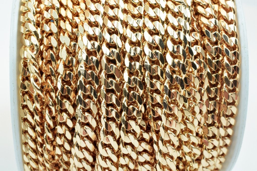 18K Pinky Gold Filled EP Chain Figaro Chain Width 5mm Thickness 2mm Gold Filled findings for Gold Filled Jewelry Making So...