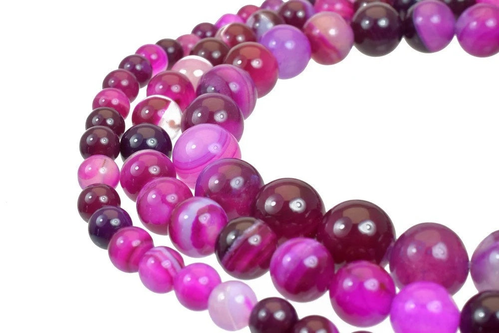fuchsia madagascar agate gemstone round beads 6 mm 8 mm 10 mm natural stones beads natural healing stone chakra stones for...