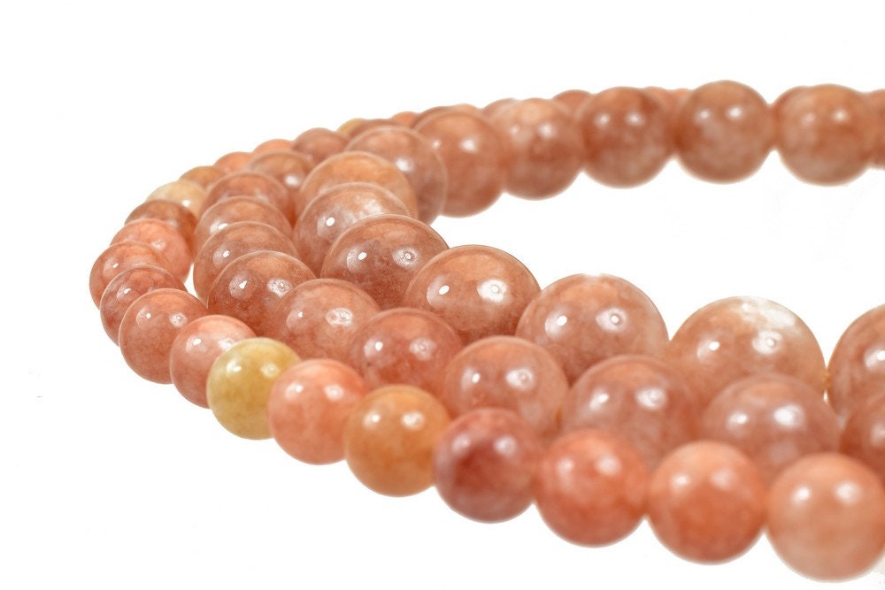 Peach Dead Agate Gemstone Round Stone Beads 6mm/8mm/10mm  Natural Healing Stone Chakra Stones For Jewelry Making jewelry m...