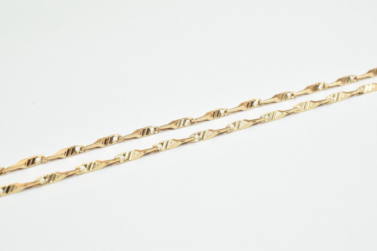 17 1/4" Inches Pinky 18K Gold Filled Bar Chain, Beading Crimpable Chain, 1mm Width, 18K Gold Filled Chain Findings For Jew...