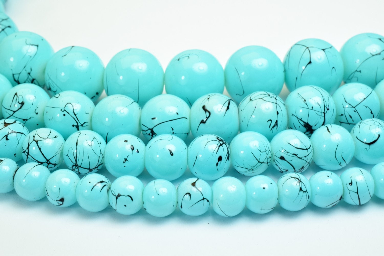 Glass Beads Round Beads Two Tone Black Turquoise 6mm/8mm/10mm/12mm Shine Round Beads For Jewelry Making Item# TTAA jewelry...