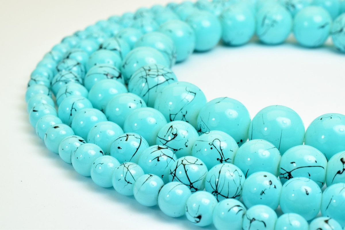 Glass Beads Round Beads Two Tone Black Turquoise 6mm/8mm/10mm/12mm Shine Round Beads For Jewelry Making Item# TTAA jewelry...
