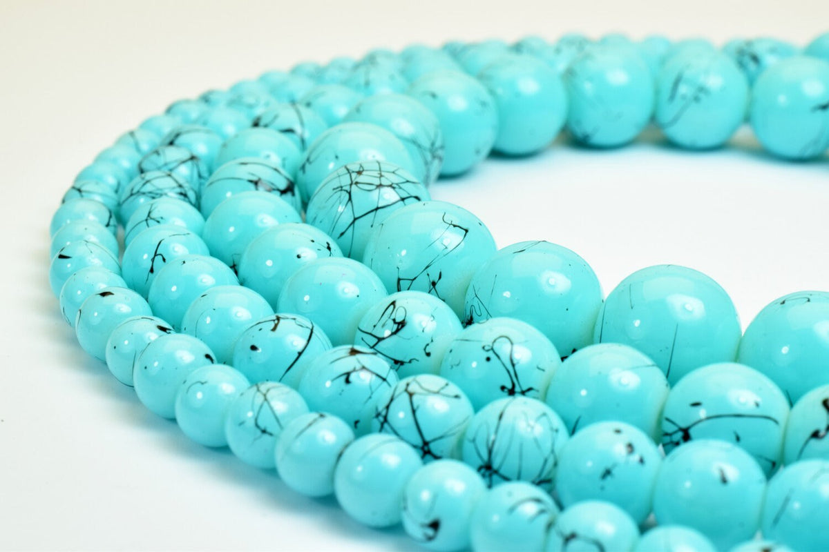 Glass Beads Round Beads Two Tone Black Turquoise 6mm/8mm/10mm/12mm Shine Round Beads For Jewelry Making Item# TTAA jewelry...