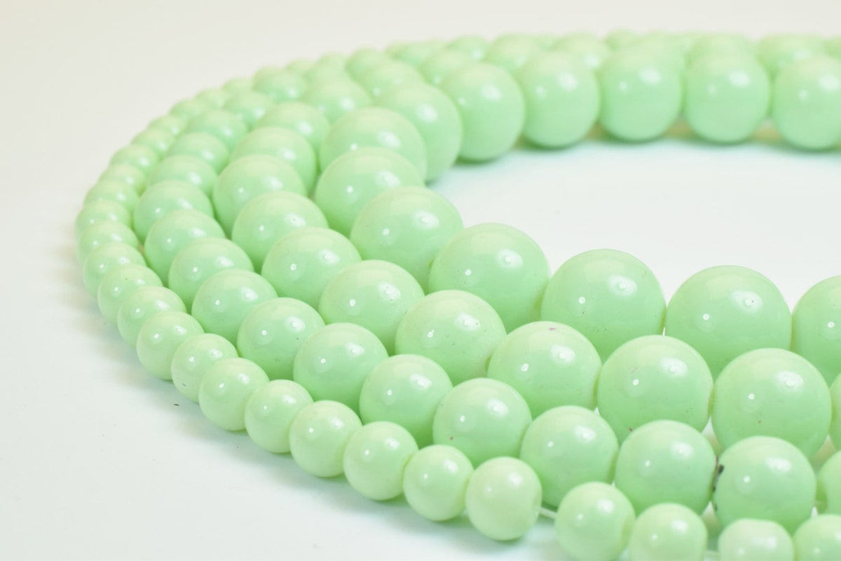 Green Glass Beads Round Shine - Multi-Size 6mm to 12mm, Crystal Jewelry Components, Vintage and Bohemian Style