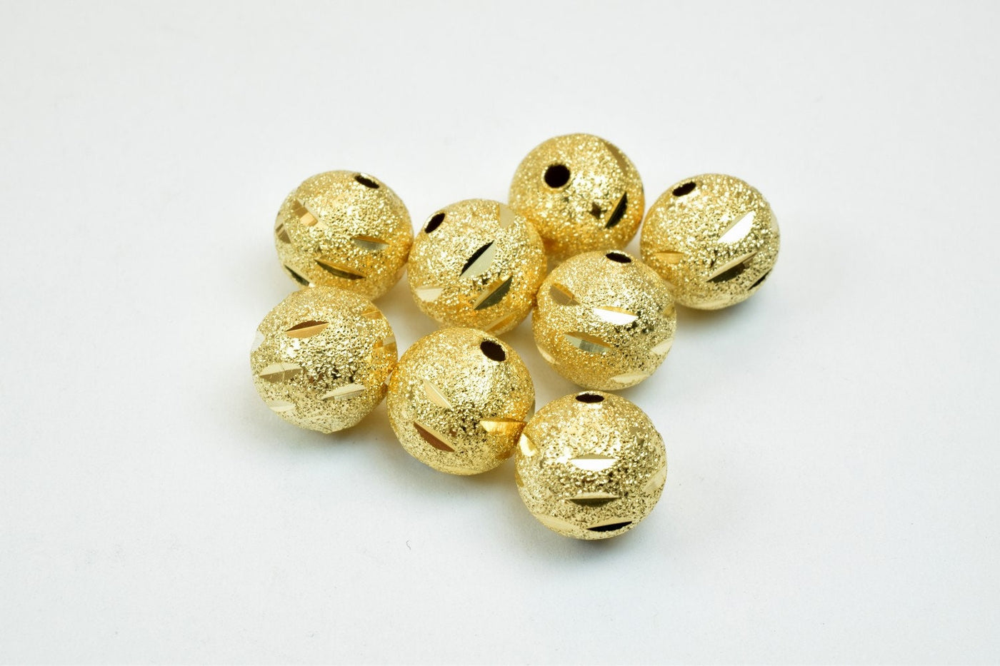 10mm Gold Filled Look, EP Stardust With Diamond Cut Round Beads For Jewelry Making  GF3373 jewelry making supplies - detai...