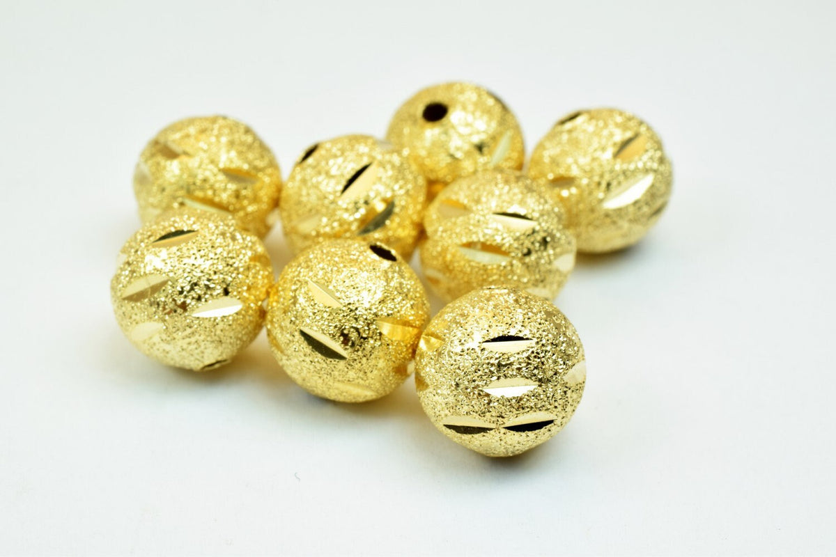 Gold Filled Alternative Beads - 10mm Diamond Cut Round EP Stardust - Tarnish Resistant Finish, Base, Ideal for Jewelry Crafting