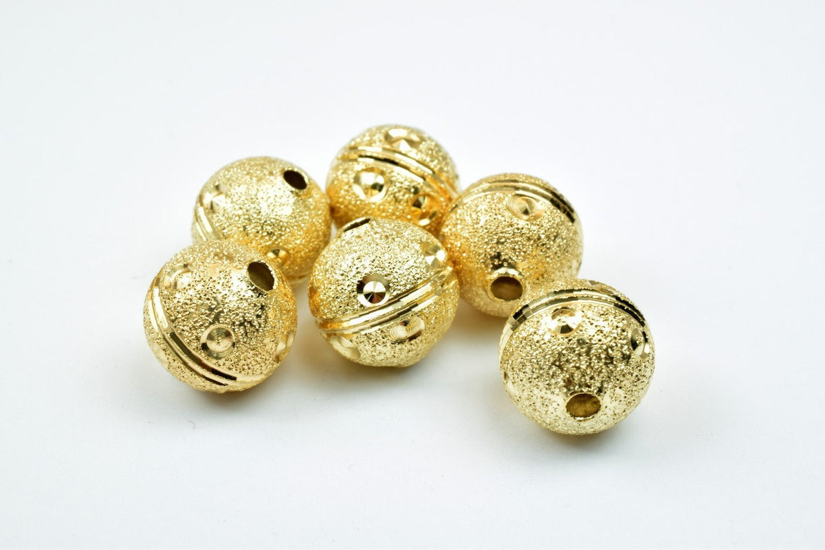 EP Stardust Beads Diamond Cut: 10mm Gold Filled Look - Electroplated Copper, Durable Finish, Jewelry Craft Supplies