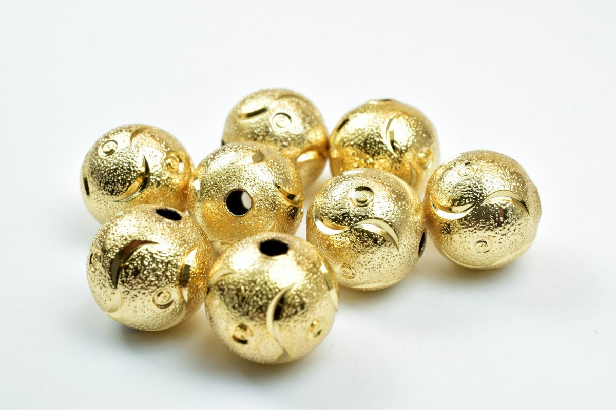 14K 10mm Gold Filled Alternative Beads: EP Stardust Finish - Diamond Cut Round Shape, Core, Elegant Jewelry Supplies