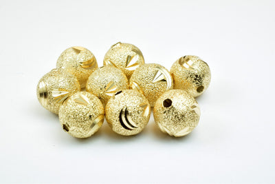 10mm 18K Gold Filled Look, EP Stardust With Diamond Cut Round Ball Beads For Jewelry Making jewelry making supplies - deta...