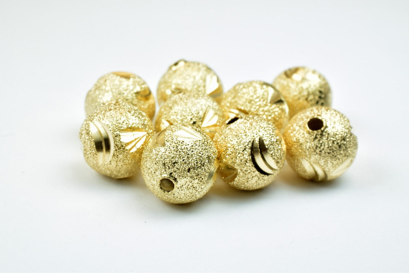 10mm 18K Gold Filled Look, EP Stardust With Diamond Cut Round Ball Beads For Jewelry Making jewelry making supplies - deta...