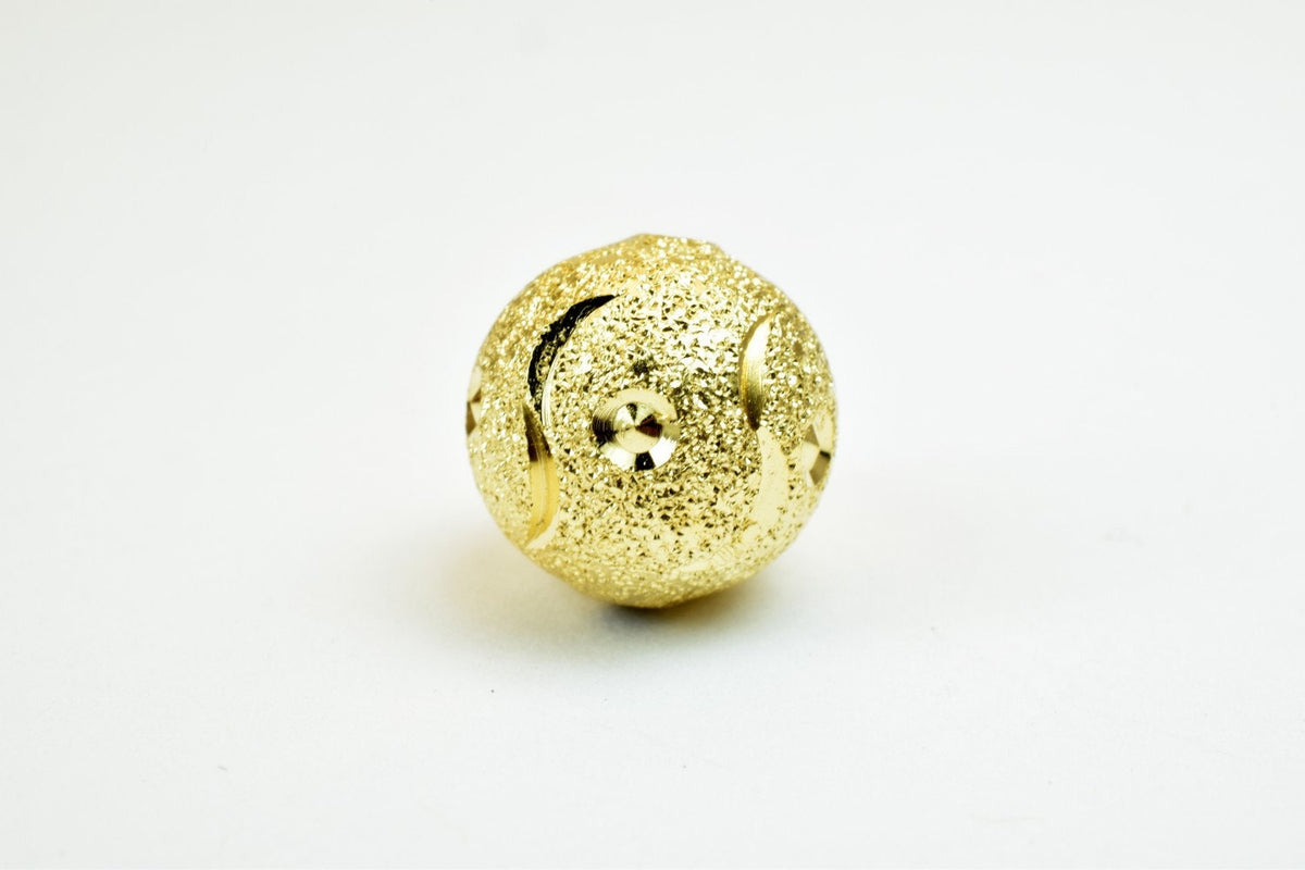 18K Gold Filled Alternative Stardust Round Beads, Diamond Cut Texture (12mm Size, Tarnish-Resistant, Jewelry Crafting Materials)
