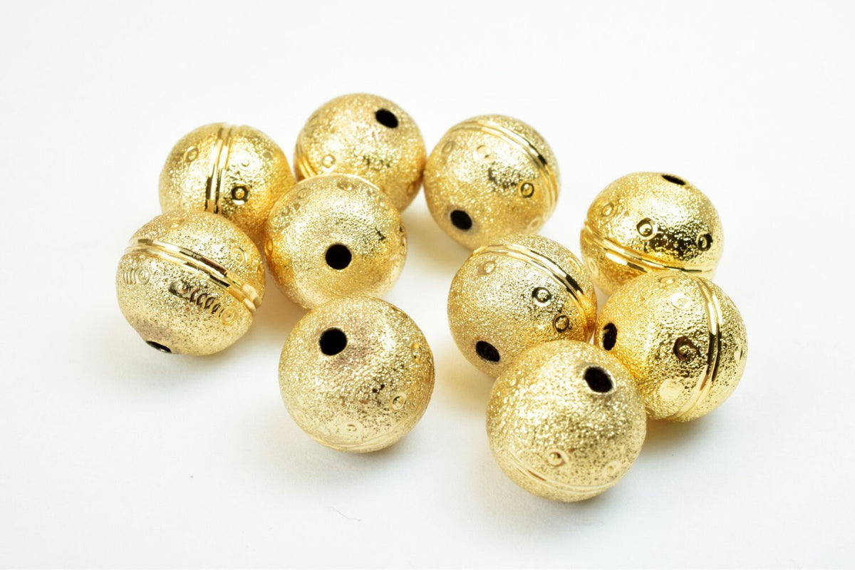 18K Gold Filled Alternative Stardust Bead: Diamond Cut Round Spacer, Durable Gold Finish (8mm/10mm/12mm Crafting)