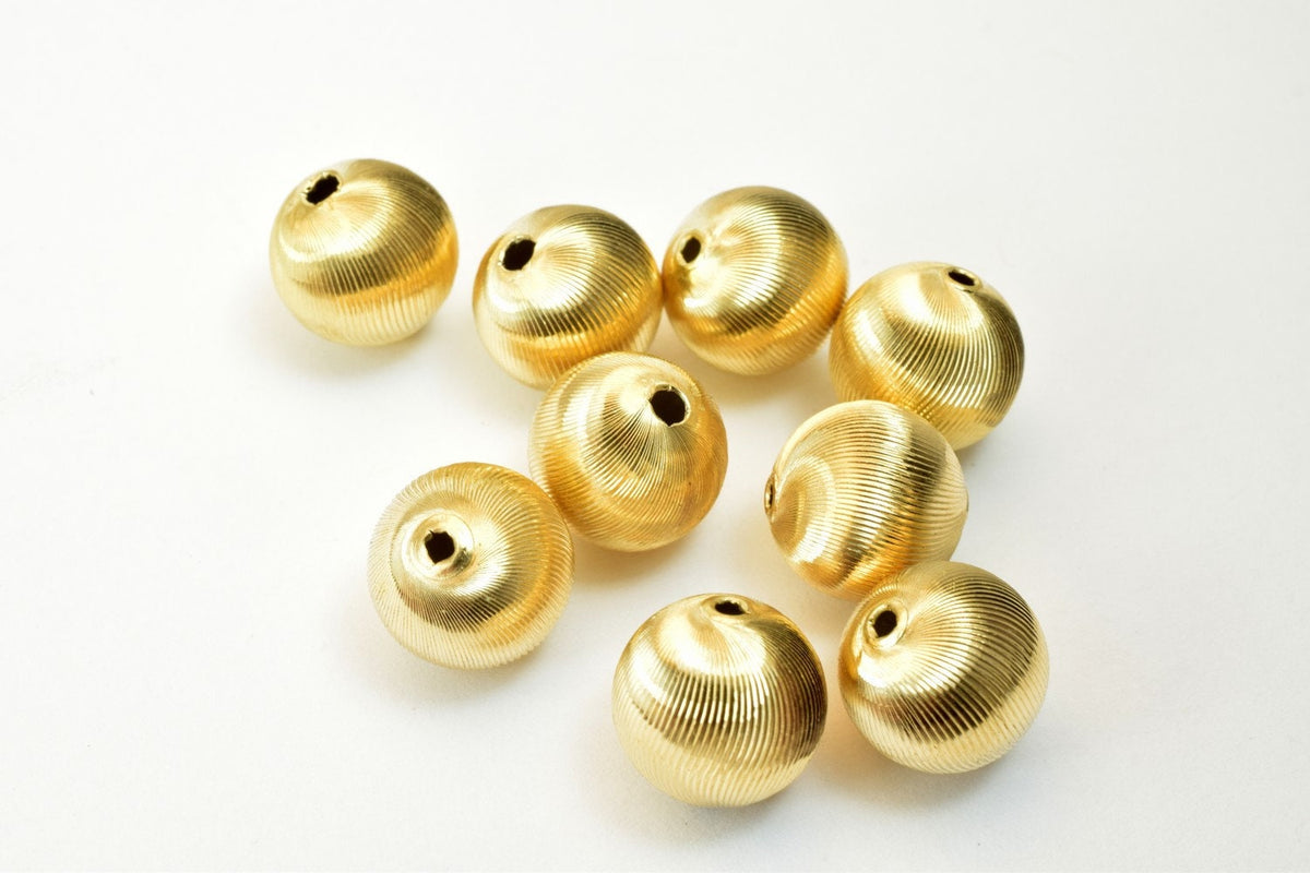 12mm 14K Gold Filled Alternative EP Diamond Cut Beads, Round Shape (Electroplated , Tarnish Resistant, Jewelry Crafting Supplies)