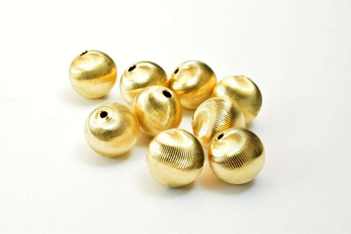 12mm 14K Gold Filled Alternative EP Diamond Cut Beads, Round Shape (Electroplated , Tarnish Resistant, Jewelry Crafting Supplies)