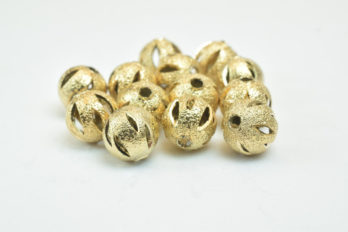 8mm 18K Gold Filled Alternative EP Beads, Stardust Diamond Cut (Electroplated , Tarnish Resistant, Round Spacer Beads)
