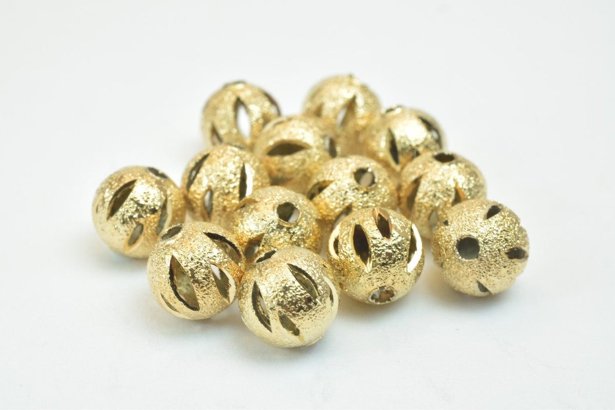 8mm 18K Gold Filled Alternative EP Beads, Stardust Diamond Cut (Electroplated , Tarnish Resistant, Round Spacer Beads)