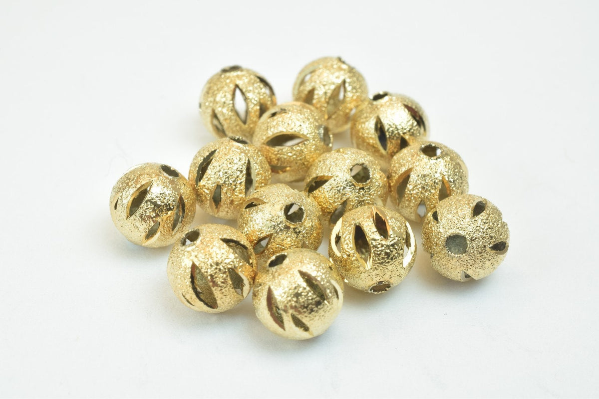 8mm 18K Gold Filled Alternative EP Beads, Stardust Diamond Cut (Electroplated , Tarnish Resistant, Round Spacer Beads)