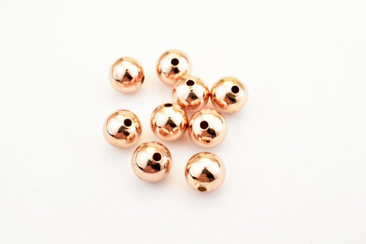 18K Rose Gold Filled Alternative Beads - Electroplated Plain Round Beads - Tarnish Resistant , Jewelry Making, Multi-Size Options