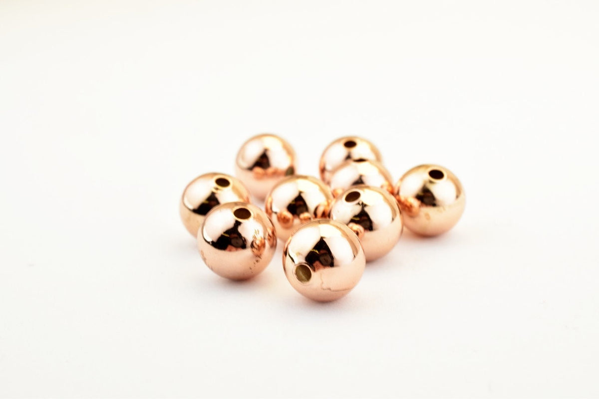 18K Rose Gold Filled Alternative Beads - Electroplated Plain Round Beads - Tarnish Resistant , Jewelry Making, Multi-Size Options