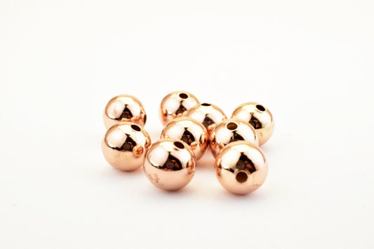 18K Rose Gold Filled Alternative Beads - Electroplated Plain Round Beads - Tarnish Resistant , Jewelry Making, Multi-Size Options