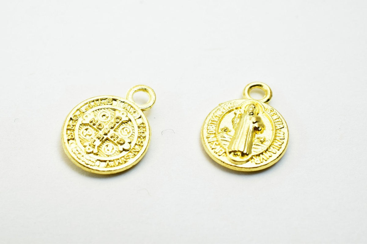 50PCs Saint Benedict Catholic Religious Medallions Charms San Benito Size 12.5x10mm Silver/Gold Rosary Benediction Charms...
