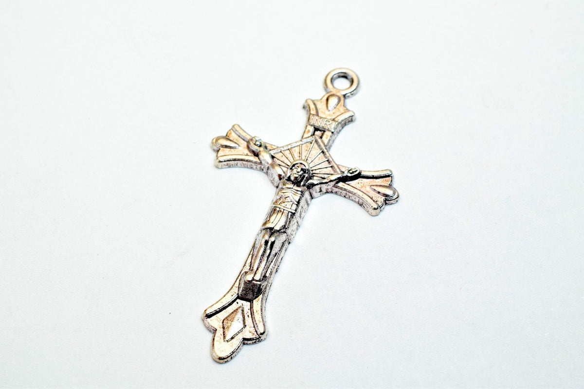 10 PCs Cross Charm With Jesus Rosary Gothic Religious Gothic Christian Pendant Baptism Favor First Communion Jewelry Makin...
