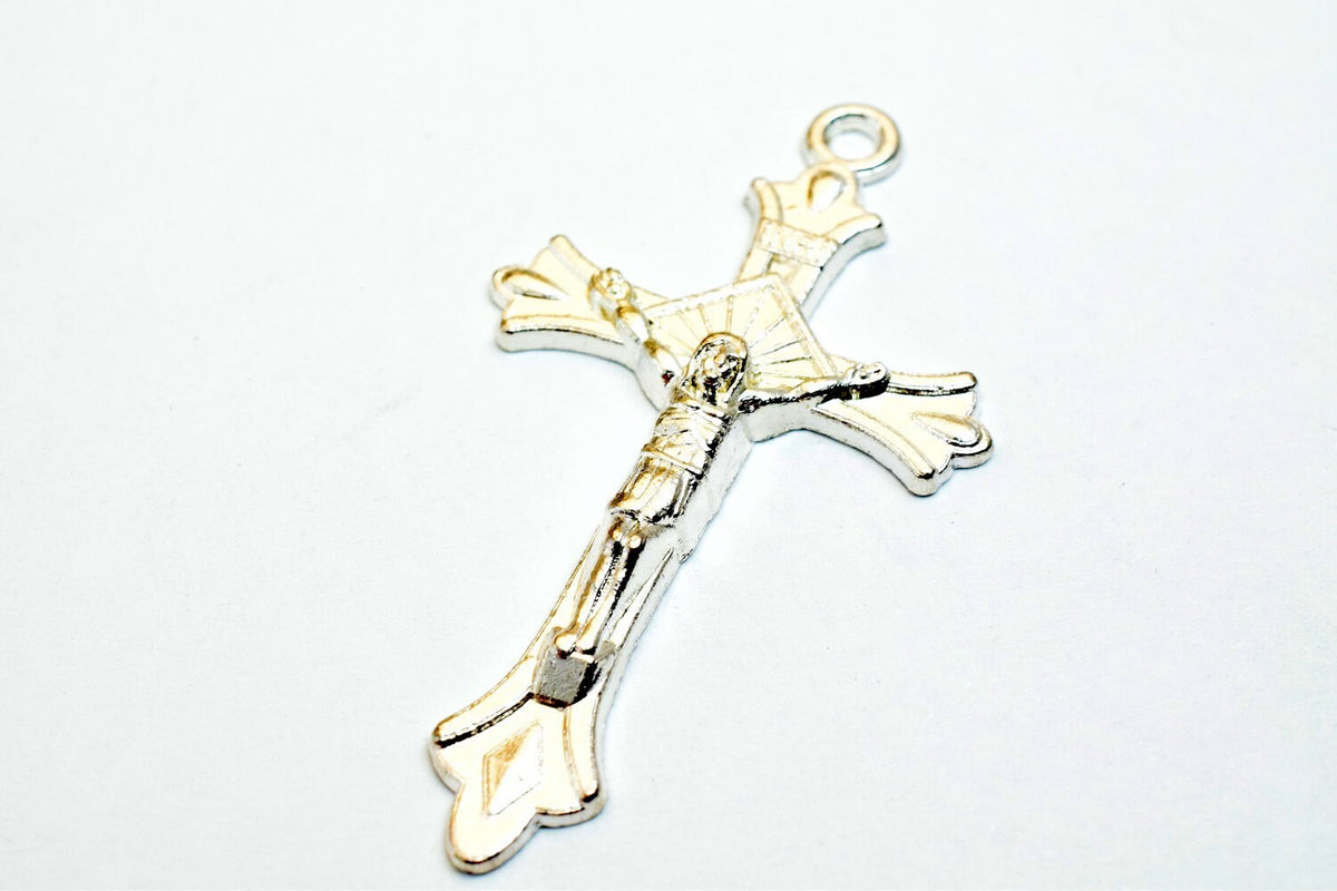 10 PCs Cross Charm With Jesus Rosary Gothic Religious Gothic Christian Pendant Baptism Favor First Communion Jewelry Makin...